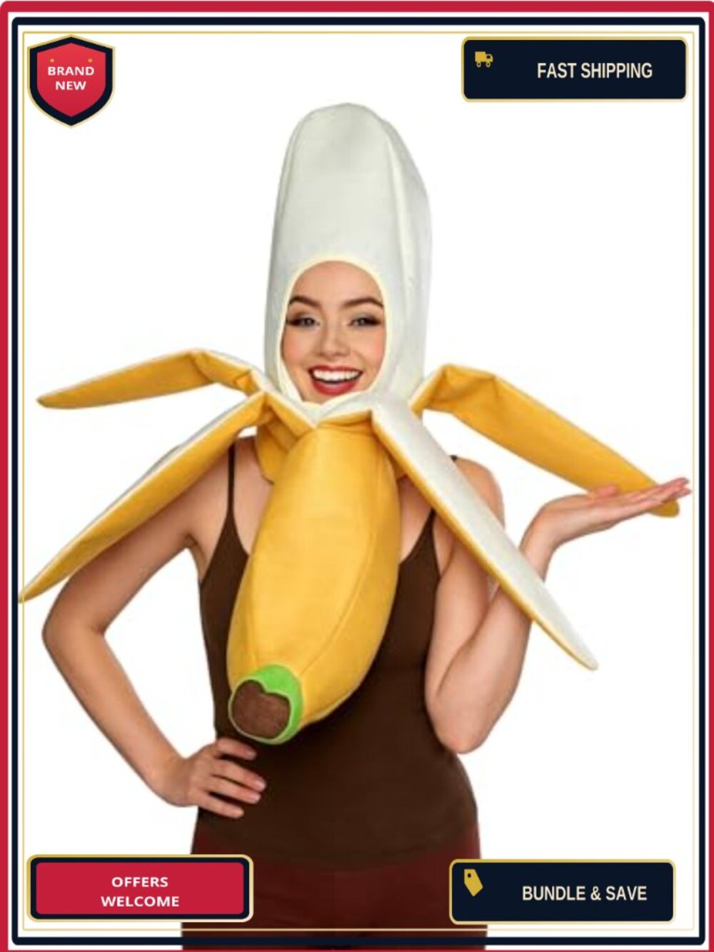 Banana Costume Hat Funny Fruit Themed Polyester Adult One Size